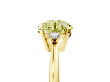 Yellow gold Fancy Yellow Round  Cut Three-Stone Solitaire Ring with Round Accent Diamonds and Four-Prong Setting_5