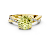 Yellow gold Fancy Yellow Round  Cut Twist Band Solitaire Diamond Ring with Pavé Setting_3