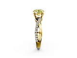 Yellow gold Fancy Yellow Round  Cut Twist Band Solitaire Diamond Ring with Pavé Setting_5