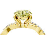 Yellow gold Fancy Yellow Round  Cut Twist Band Solitaire Diamond Ring with Pavé Setting_7