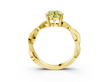 Yellow gold Fancy Yellow Round  Cut Twisted Pavé Band Solitaire Ring with Four-Prong Setting_3