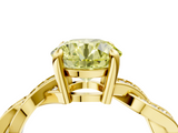 Yellow gold Fancy Yellow Round  Cut Twisted Pavé Band Solitaire Ring with Four-Prong Setting_4