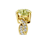 Yellow gold Fancy Yellow Round  Cut Twisted Pavé Band Solitaire Ring with Four-Prong Setting_5