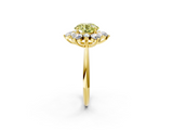 Yellow gold Fancy Yellow Round  Diamond Cluster Halo Ring with Solitaire Band and Four-Prong Setting_2