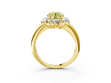 Yellow gold Fancy Yellow Round  Diamond Cluster Halo Ring with Solitaire Band and Four-Prong Setting_3