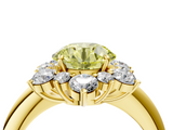 Yellow gold Fancy Yellow Round  Diamond Cluster Halo Ring with Solitaire Band and Four-Prong Setting_4
