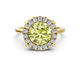 Yellow gold Fancy Yellow Round  Diamond Cluster Halo Solitaire with Four-Prong Setting_28