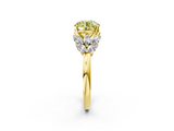 Yellow gold Fancy Yellow Round  Diamond Cluster Leaf Design Ring with Prong Setting_2