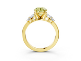 Yellow gold Fancy Yellow Round  Diamond Cluster Leaf Design Ring with Prong Setting_3