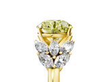 Yellow gold Fancy Yellow Round  Diamond Cluster Leaf Design Ring with Prong Setting_5