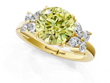 Yellow gold Fancy Yellow Round  Diamond Floral Cluster Ring with Solitaire Band and Prong Setting_1