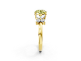 Yellow gold Fancy Yellow Round  Diamond Floral Cluster Ring with Solitaire Band and Prong Setting_2