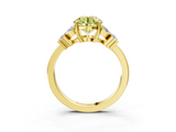 Yellow gold Fancy Yellow Round  Diamond Floral Cluster Ring with Solitaire Band and Prong Setting_3