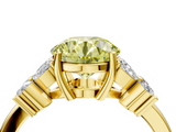 Yellow gold Fancy Yellow Round  Diamond Floral Cluster Ring with Solitaire Band and Prong Setting_4