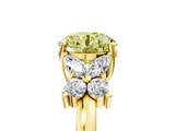 Yellow gold Fancy Yellow Round  Diamond Floral Cluster Ring with Solitaire Band and Prong Setting_5