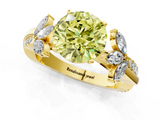 Yellow gold Fancy Yellow Round  Diamond Floral Vine Solitaire Engagement Ring_1