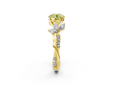 Yellow gold Fancy Yellow Round  Diamond Floral Vine Solitaire Engagement Ring_2