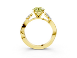 Yellow gold Fancy Yellow Round  Diamond Floral Vine Solitaire Engagement Ring_3
