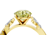 Yellow gold Fancy Yellow Round  Diamond Floral Vine Solitaire Engagement Ring_4