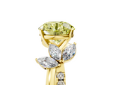 Yellow gold Fancy Yellow Round  Diamond Floral Vine Solitaire Engagement Ring_5