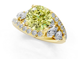 Yellow gold Fancy Yellow Round  Diamond Halo Ring with Marquise and Pavé Band in Prong Setting_1