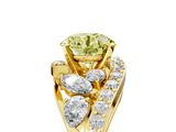Yellow gold Fancy Yellow Round  Diamond Halo Ring with Marquise and Pavé Band in Prong Setting_5