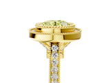 Yellow gold Fancy Yellow Round  Diamond Halo Ring with Milgrain Frame and Pavé Band_28