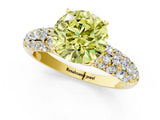 Yellow gold Fancy Yellow Round  Diamond Pavé Band Solitaire Ring with Four-Prong Setting_30