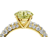 Yellow gold Fancy Yellow Round  Diamond Pavé Band Solitaire Ring with Four-Prong Setting_33