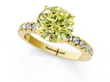Yellow gold Fancy Yellow Round  Diamond Pavé Band Solitaire with Four-Prong Setting_1
