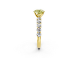 Yellow gold Fancy Yellow Round  Diamond Pavé Band Solitaire with Four-Prong Setting_2