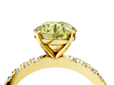 Yellow gold Fancy Yellow Round  Diamond Pavé Band Solitaire with Four-Prong Setting_4