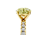 Yellow gold Fancy Yellow Round  Diamond Pavé Band Solitaire with Four-Prong Setting_5