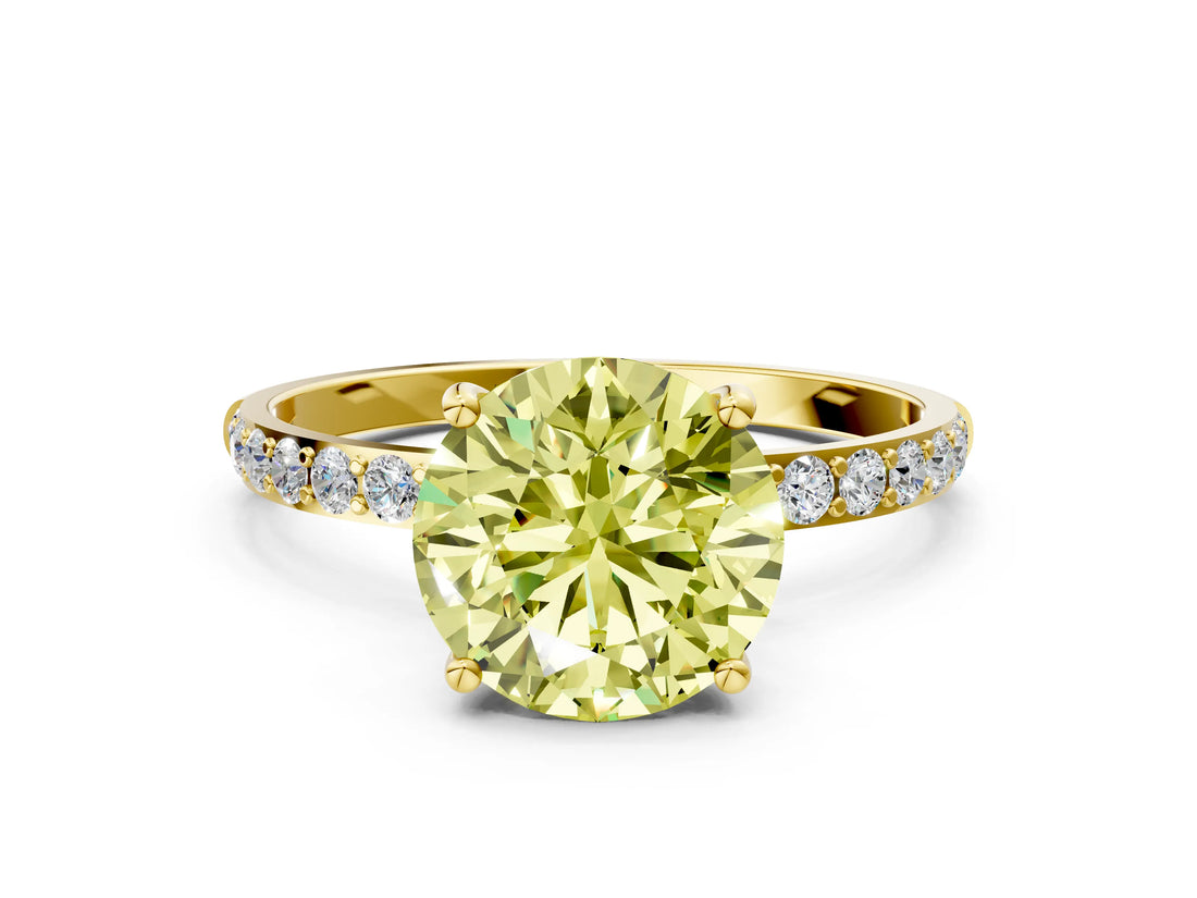 Yellow gold Fancy Yellow Round  Diamond Pavé Band with Six-Prong Setting_31