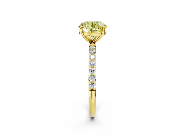 Yellow gold Fancy Yellow Round  Diamond Pavé Band with Six-Prong Setting
