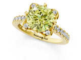 Yellow gold Fancy Yellow Round  Diamond Pave Band with Floral Prong Setting_28