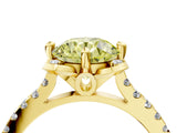 Yellow gold Fancy Yellow Round  Diamond Pave Band with Floral Prong Setting_31