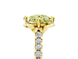 Yellow gold Fancy Yellow Round  Diamond Pave Band with Floral Prong Setting_32