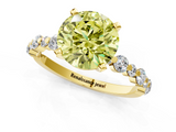Yellow gold Fancy Yellow Round  Diamond Prong Set Engagement Ring with Pave Band_1