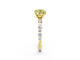 Yellow gold Fancy Yellow Round  Diamond Prong Set Engagement Ring with Pave Band_2