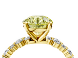 Yellow gold Fancy Yellow Round  Diamond Prong Set Engagement Ring with Pave Band_4
