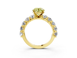Yellow gold Fancy Yellow Round  Diamond Prong Setting with Side Stones on a Pave Band_3