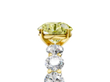 Yellow gold Fancy Yellow Round  Diamond Prong Setting with Side Stones on a Pave Band_5