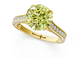 Yellow gold Fancy Yellow Round  Diamond Solitaire with Pave Band and Six-Prong Setting_1