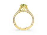 Yellow gold Fancy Yellow Round  Diamond Solitaire with Pave Band and Six-Prong Setting_3