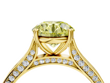 Yellow gold Fancy Yellow Round  Diamond Solitaire with Pave Band and Six-Prong Setting_4