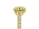 Yellow gold Fancy Yellow Round  Diamond Solitaire with Pave Band and Six-Prong Setting_5