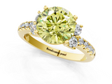 Yellow gold Fancy Yellow Round  Diamond Three-Stone Pave Band with Four-Prong Setting_1