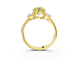Yellow gold Fancy Yellow Round  Diamond Three-Stone Ring with Trapezoid Side Stones and Prong Setting_3