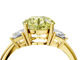 Yellow gold Fancy Yellow Round  Diamond Three-Stone Ring with Trapezoid Side Stones and Prong Setting_4